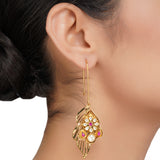 Gold Plated Panaash Kundan Filigree Earrings