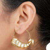 Gold Plated Panaash Matsya Kundan Hoop Earrings