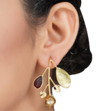 Gold Plated Panaash Kundan Fluorite Hoops
