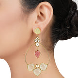 Gold Plated Panaash Kundan Fluorite Hoops