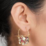 Gold Plated Panaash Kamal Kundan Hoop Earrings
