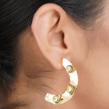 Gold Plated Panaash Kundan C-Hoop Earrings