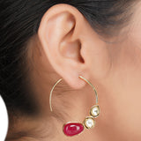 Gold Plated Panaash Kundan C-Hoop Earrings