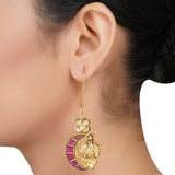 Gold Plated Panaash Tota Kundan Chand Earrings