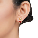 Gold Plated DOR Pearl Garnet Necklace Set