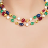 Gold Plated DOR Multi-Coloured Beds Necklace Set