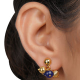Gold Plated DOR  Blue Onyx Three Line String Necklace Set