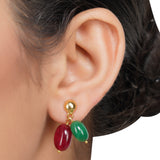Gold Plated DOR Green Onyx Ruby Jade Gold Bead Necklace Set