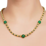 Gold Plated DOR Green Onyx Gold Bead Necklace Set