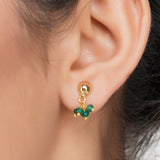 Gold Plated DOR Green Onyx Gold Bead Necklace Set