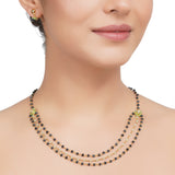 Gold Plated DOR Iolite Peridot String Necklace Set