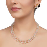 Gold Plated DOR Rose Quartz Peridot String Necklace Set