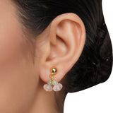 Gold Plated DOR Rose Quartz Peridot String Necklace Set