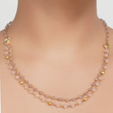 Gold Plated DOR Rose Quartz Kundan String Necklace Set