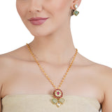 RATNA RED MATAR MALA PENDANT SET