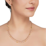 Gold Plated DOR Rose Quartz Kundan String Necklace Set