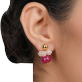 Gold Plated DOR Pink Onyx Ruby Necklace Set