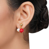 Gold Plated DOR Coral Pearl String Necklace Set
