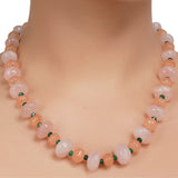 Gold Plated DOR Rose Carved Carnelian String Necklace Set