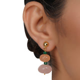 Gold Plated DOR Rose Carved Carnelian String Necklace Set