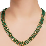 Gold Plated DOR Green Onyx Gold Bead Necklace Set