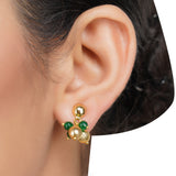 Gold Plated DOR Green Onyx Gold Bead Necklace Set