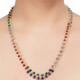 Gold Plated DOR Multi Coloured Two Line Necklace Set