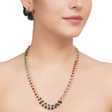 Gold Plated DOR Multi Coloured Two Line Necklace Set