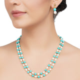 Gold Plated DOR Turquoise Pearl Stringed Necklace Set