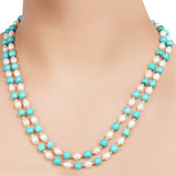 Gold Plated DOR Turquoise Pearl Stringed Necklace Set