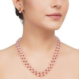 Gold Plated DOR  Rose Quartz Garnet String Necklace Set