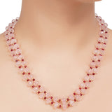 Gold Plated DOR  Rose Quartz Garnet String Necklace Set