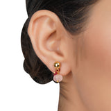 Gold Plated DOR  Rose Quartz Garnet String Necklace Set