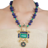 RATNA BLUE SQUARE PENDANT SET