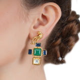 RATNA BLUE SQUARE PENDANT SET