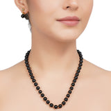 Gold Plated DOR Black Onyx String Necklace Set