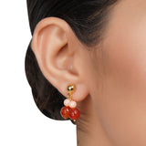 Gold Plated DOR Carnelian Pink Coral String Necklace Set