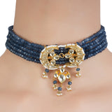 VILANDI KUNDAN BLUE CHOKER SET