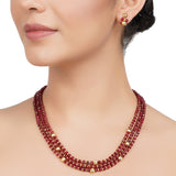Gold Plated DOR Garnet String Necklace Set