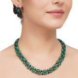 Gold Plated DOR Green Onyx Iolite Necklace Set