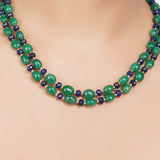 Gold Plated DOR Green Onyx Iolite Necklace Set