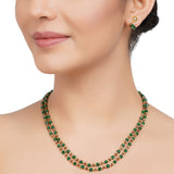 Gold Plated DOR Green Onyx Smokey Quartz String Set