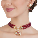 VILANDI RED KUNDAN CHAND CHOKER SET