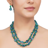 Gold Plated DOR  Blue Topaz Green Onyx Set