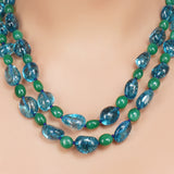 Gold Plated DOR  Blue Topaz Green Onyx Set