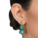 Gold Plated DOR  Blue Topaz Green Onyx Set