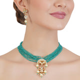 VILANDI GREEN KUNDAN CHOKER SET