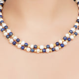 Gold Plated DOR Lapiz Pearls String Necklace Set