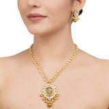 Gold Plated Kundan Laxmi Necklace Set