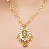 Gold Plated Kundan Laxmi Necklace Set